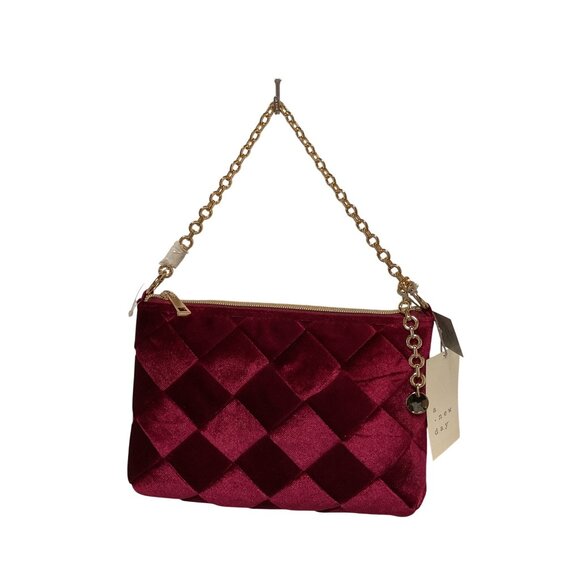 a new day Handbags - Nwt Burgundy Velvet Purse W/ Gold Chain Detachable Strap By A New Day